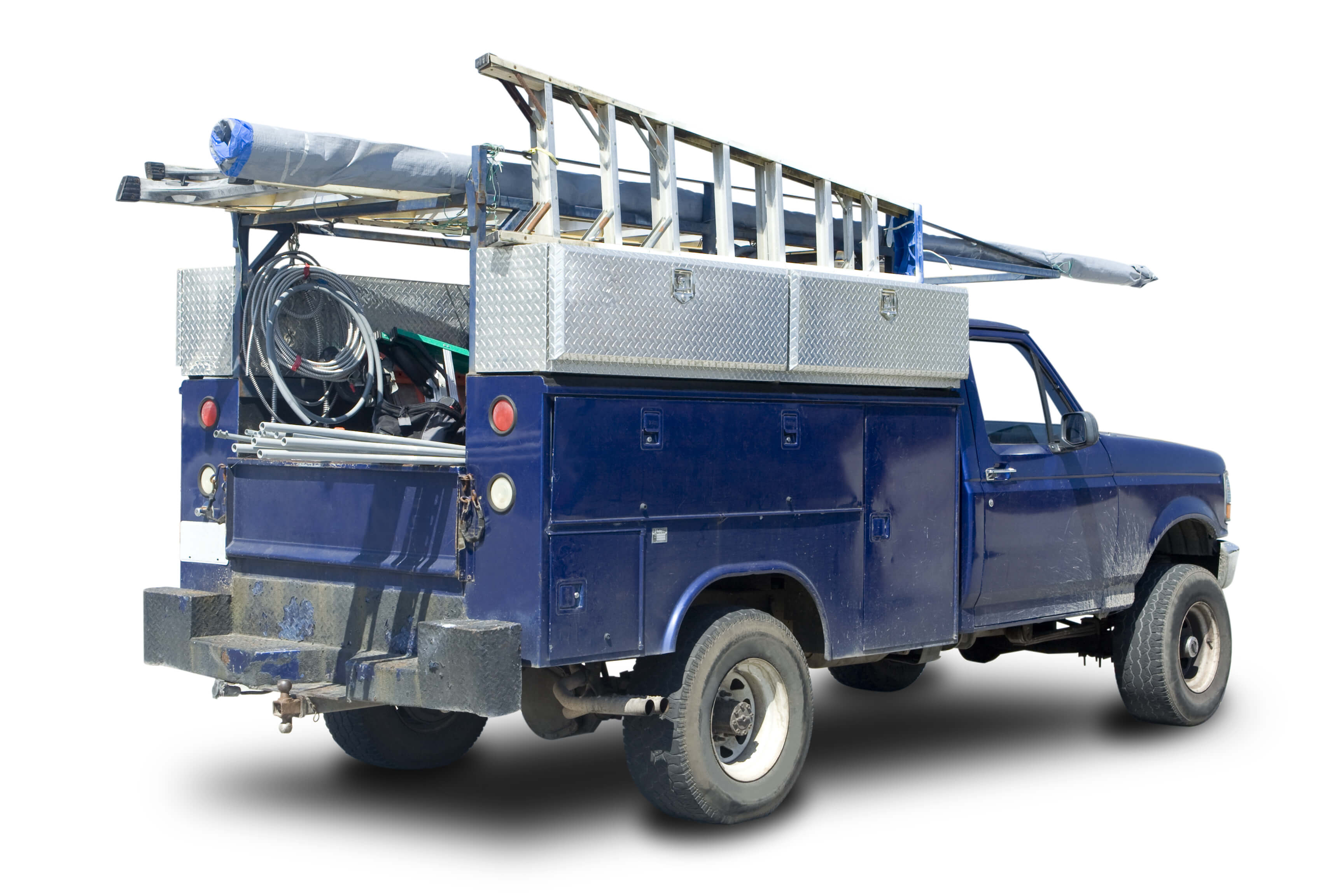 A blue truck for roofers